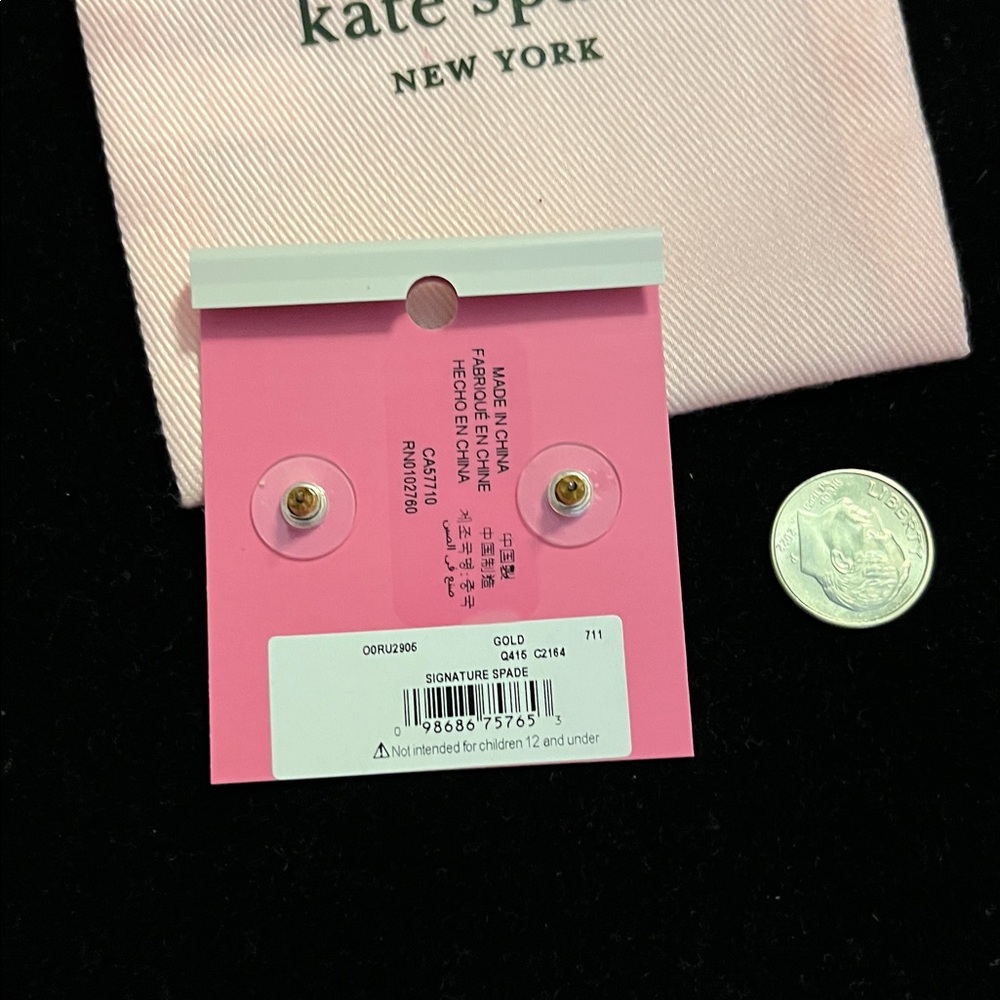 Kate Spade Mini Signature Spade Studs In Gold - Picture 6 of 6